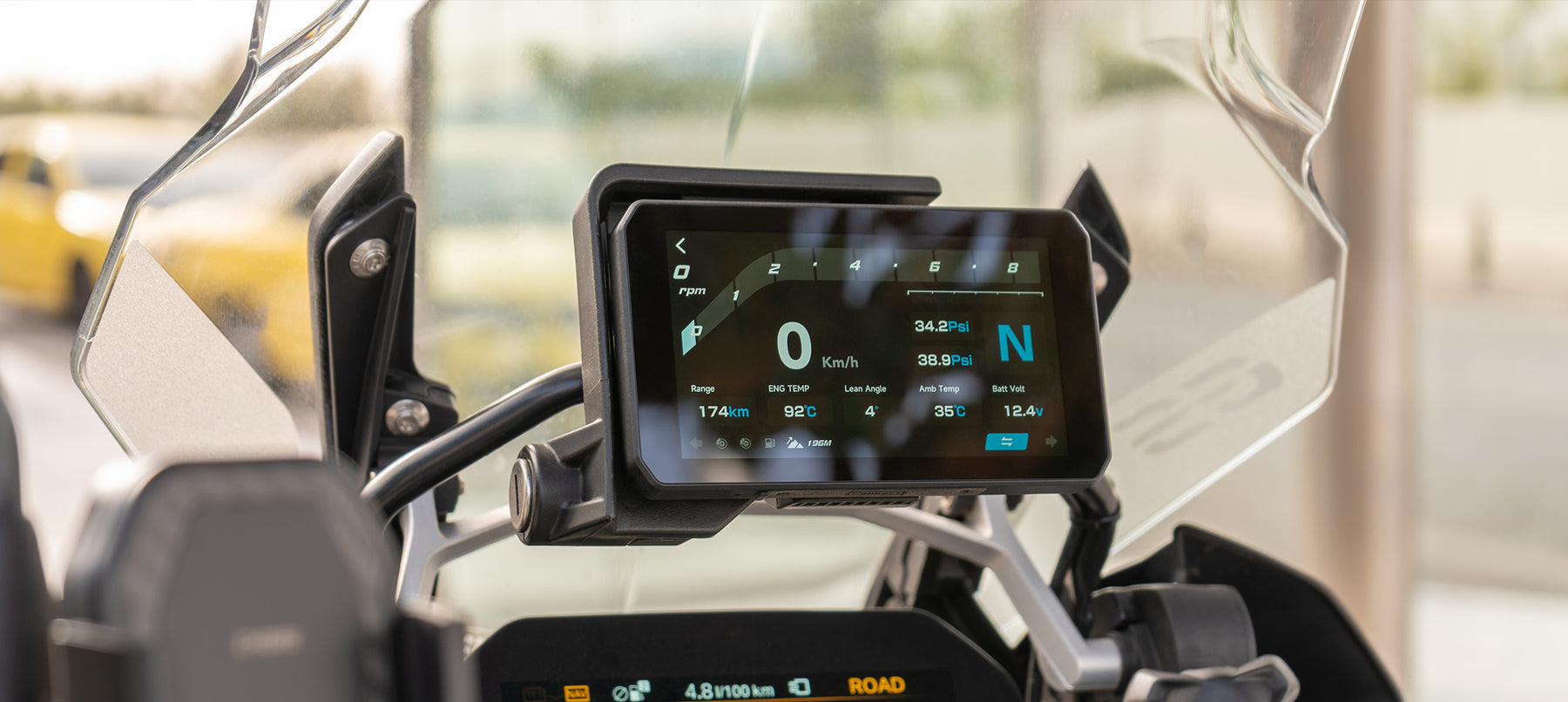 Smart display mounted on a motorcycle